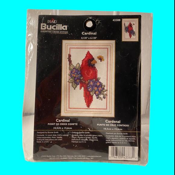 Vintage Bucilla RedCardinal Counted Cross Stitch Kit #43388 Bonnie Smith 2003 - Picture 9 of 9